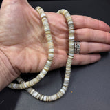 Long Shell and Bone Beaded Necklace with Diamond Clasp