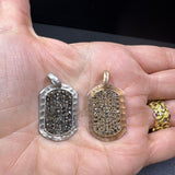 Pave Diamond with Hammered Details Dog Tag Pendants