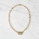 Gold Long/Short Link Chain with Pave Diamond Clasp