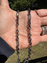 Textured Oval Smooth Round Link Chain Necklace with Infinity Diamond Clasp