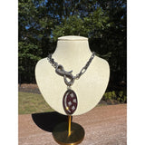 Sterling Silver Oval with Diamond Moon and Stars Pendant