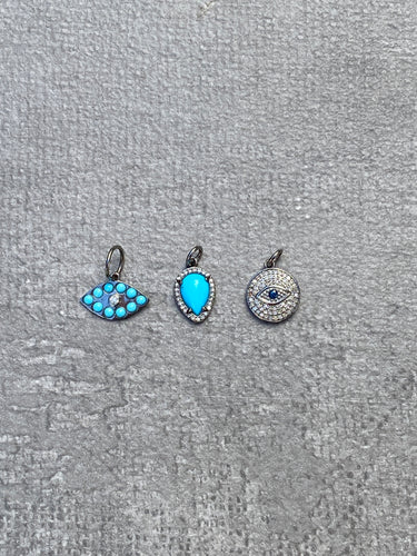 Pave Diamond with Gemstone Detail Mini Charms