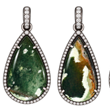 Chalcedony Gemstone with Diamond Border Pendants