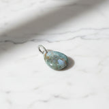 Moss Agate Teardrop Pendant with Double Diamond Row Bail