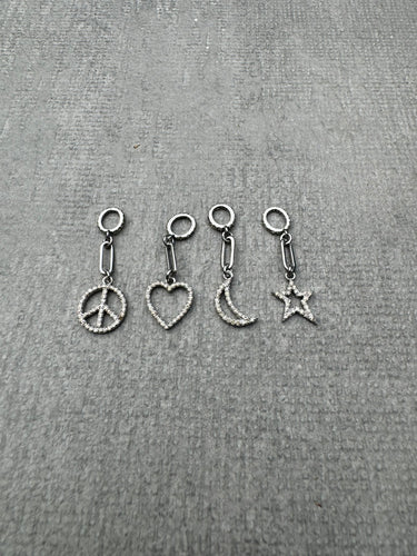 Mini Diamond Charms with Chain Extender Pendants