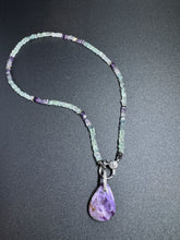 Fluorite Square Heishi Beaded Necklace with Pave Diamond Clasp