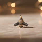 Two Tone Pave Diamond Bee Pendant