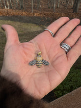 Two Tone Pave Diamond Bee Pendant