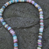 Pastel Shell Heishi Beaded Necklace with Diamond Clasp