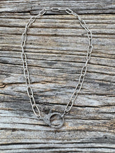 Oval Paperclip Chain Necklace with Pave Diamond Clasp