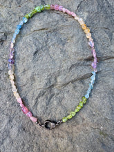 Medley of Gemstone Nuggets Beaded Necklace with Diamond Clasp