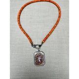 Orange Turquoise Beaded Necklace with Diamond Clasp