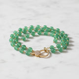 Jade Round Beaded Necklace with Diamond Clasp