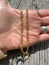 Gold Long/Short Link Chain with Pave Diamond Clasp
