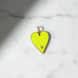 Enamel and Gold Heart with Pave Diamond Pendant