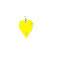 Enamel and Gold Heart with Pave Diamond Pendant