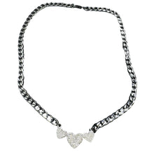 Cuban Chain with Three Heart Diamond Center Accent Necklace