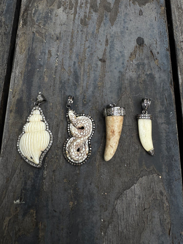 Bone and Diamond Pendants