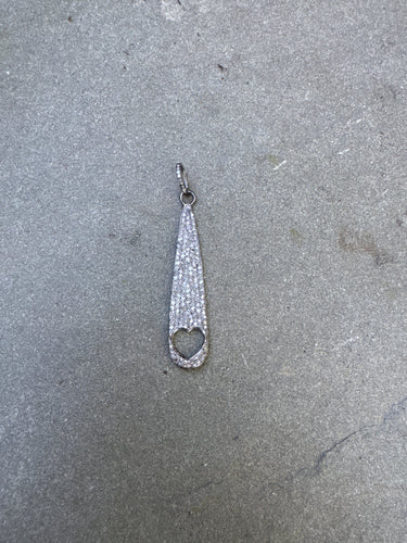 Pave Diamond Teardrop with Open Heart Pendant