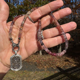 Multi Spinel Beaded Necklace with Diamond Clasp