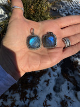 Pave Diamond Square Labradorite Pendant