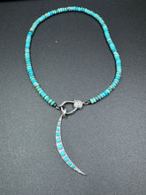 Pave Diamond and Turquoise Crescent Moon Pendant