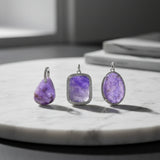 Charoite and Diamond Pendants