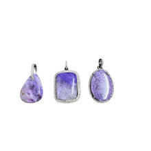Charoite and Diamond Pendants
