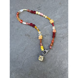 Hodgepodge Orange Opal Beaded Necklace with Diamond Clasp