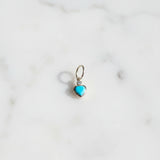 Mini Turquoise Heart with Diamond Solitaire Set in 14k Gold