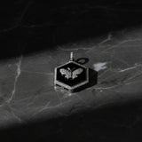 Octagon Onyx Pendant with Diamond Butterfly
