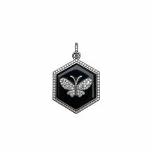 Octagon Onyx Pendant with Diamond Butterfly