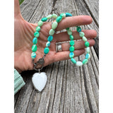Peruvian Green Opal Beaded Necklace with Diamond Clasp