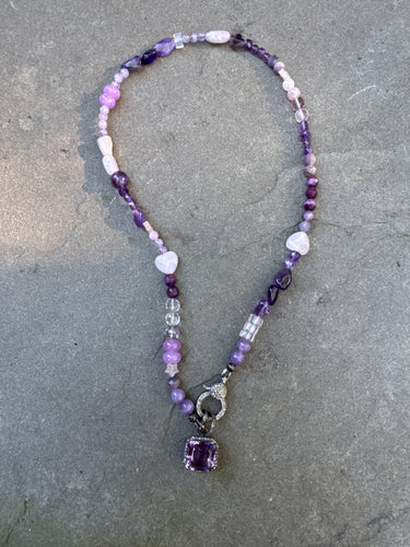 Hodgepodge Purple Opal Necklace with Diamond Clasp