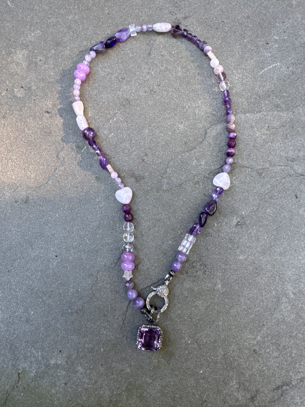 Hodgepodge Purple Opal Necklace with Diamond Clasp