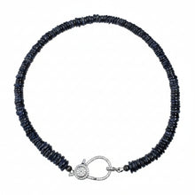 Iolite Heishi Necklace with Diamond Clasp