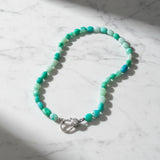 Peruvian Green Opal Beaded Necklace with Diamond Clasp