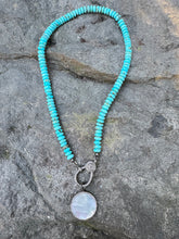 Kingman Blue Turquoise Smooth Beaded Necklace with Diamond Clasp