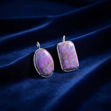 Purple Copper Turquoise Pendant with Diamond Border