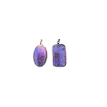 Purple Copper Turquoise Pendant with Diamond Border
