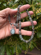 Puffy Aquamarine Oval Pendant with Diamond Border