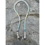 Aquamarine Beryl Ombre Faceted Heishi Necklace with Diamond Clasp