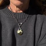 Chalcedony Gemstone with Diamond Border Pendants