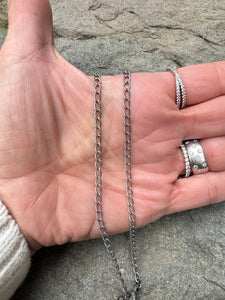 Sterling Silver Oval Textured Chain with Diamond clasp