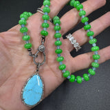Two Color Way Opal Beaded Necklace with Diamond Clasp