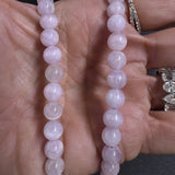 Kunzite Round Beaded Necklace with Diamond Clasp