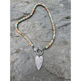 Spiny Oyster Heishi Beaded Necklace with Diamond Clasp