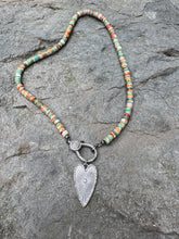 Spiny Oyster Heishi Beaded Necklace with Diamond Clasp