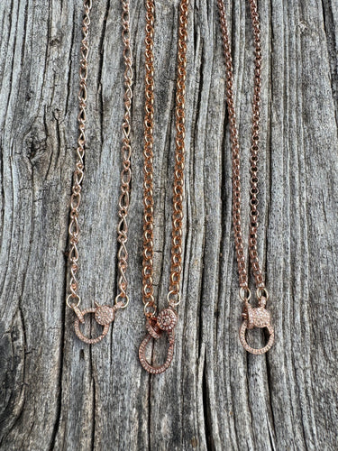 Rose Gold Chain Necklaces with Diamond Clasp
