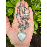 Dainty Aquamarine Wire Wrapped Beaded Necklace with Diamond Clasp